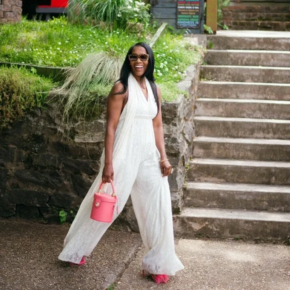 Lace Your Fears Wide-Leg Halter Maxi Jumpsuit – Size 6- - Picture 11 of 15